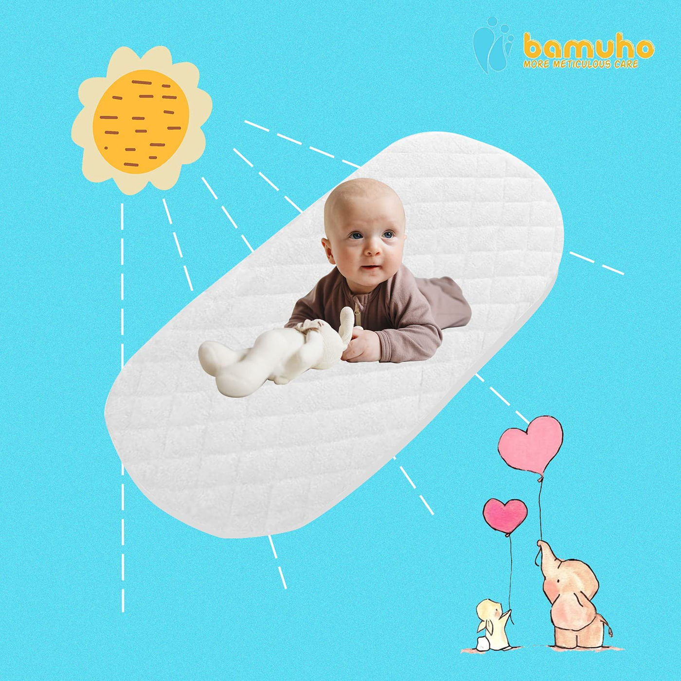 Bamuho Waterproof Halo Bassinet Mattress Pad Cover/ Protector Fit Hourglass Swivel Sleeper Mattress Pad , Comfortable and Soft Bamboo Fabric，White
