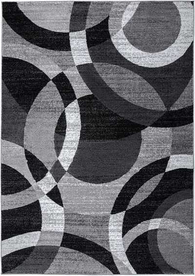 Contemporary Modern Circles Gray Area Rug Abstract 5' 3" X 7' 3"