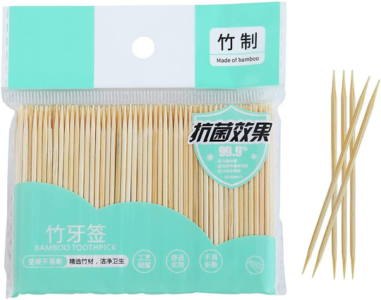 300 Bamboo Wooden Toothpicks,Sturdy Safe Toothpick, Natural Wood Toothpicks,Used for Party, Appetizer, Barbecue, Fruit, Teeth Cleaning Toothpicks(1 Pack/300 Piece)