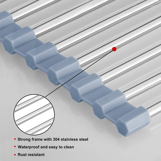 Stainless Steel Roll Up Over The Sink Dish Drying Rack