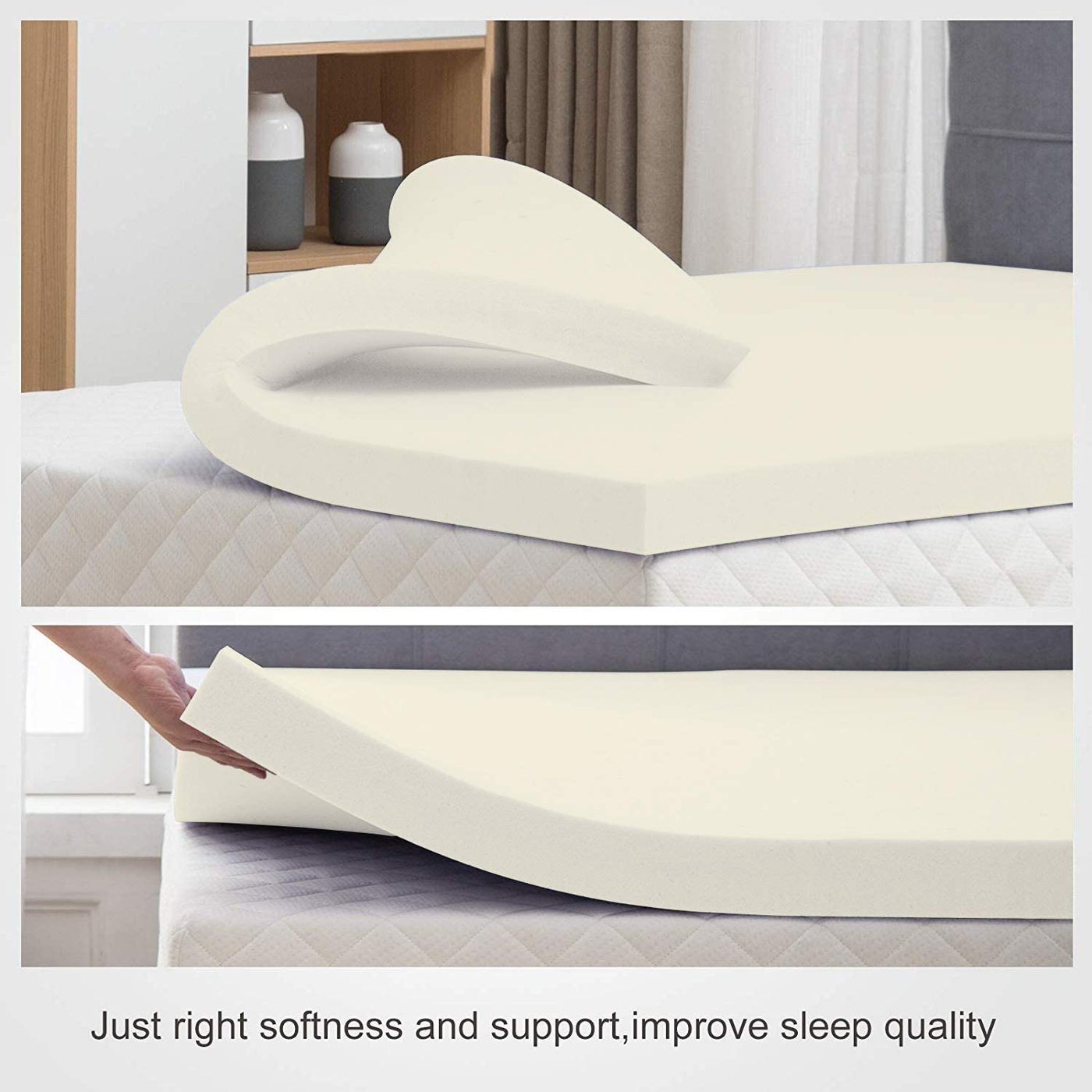 Treaton, 1-inch Foam Topper, Adds Comfort to Mattress, King