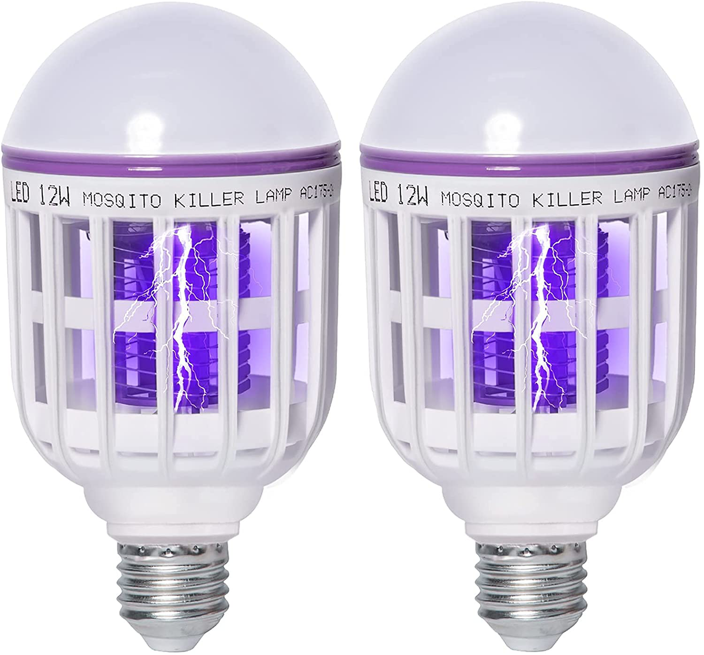 2 Pack Bug Zapper Light Bulbs, 2 in 1 Mosquito Killer Lamp, UV LED Bulb Zapper for Patio and Indoor