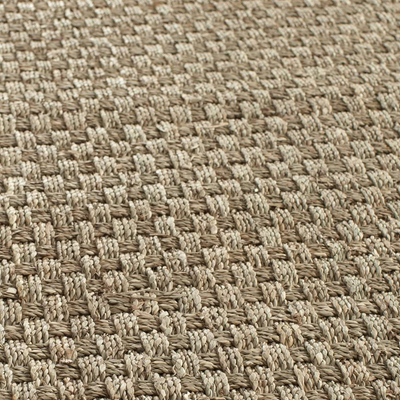 Safavieh Natural Fiber Collection NF114A Border Basketweave Seagrass Area Rug, 4' x 4' Round, Beige