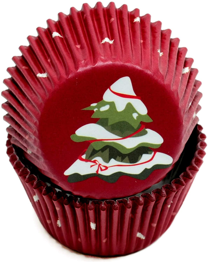 Chef Craft Paper Patterned Cupcake Liners, 50 count, Red/Green/White