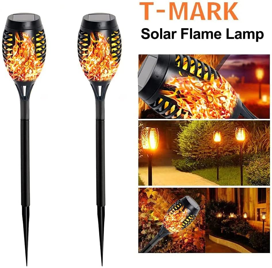 4 or 6 Pack Waterproof Flickering Solar Lights Outdoor - Dusk to Dawn Auto On/Off 