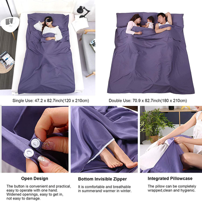 Camping Sleeping Bag Liner Lightweight Portable Clean Travel Sheet Sack for Hotel Train Trip Hiking Camping Outdoor Picnic
