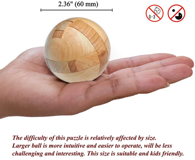 KINGOU Wooden Puzzle Magic Ball Brain Teasers Toy Intelligence Game Sphere Puzzles for Adults/Kids