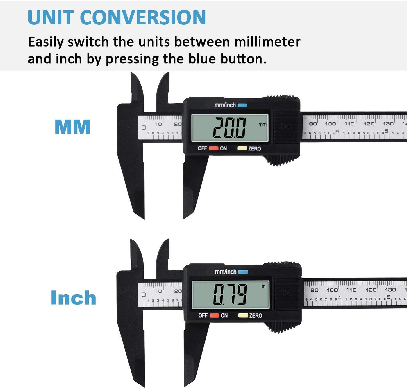 Digital Caliper, 6" Caliper Measuring Tool Extreme Accuracy Waterproof Electronic Vernier Caliper Industrial Stainless Steel Digital, Durable Measuring Tool with Large LCD Screen