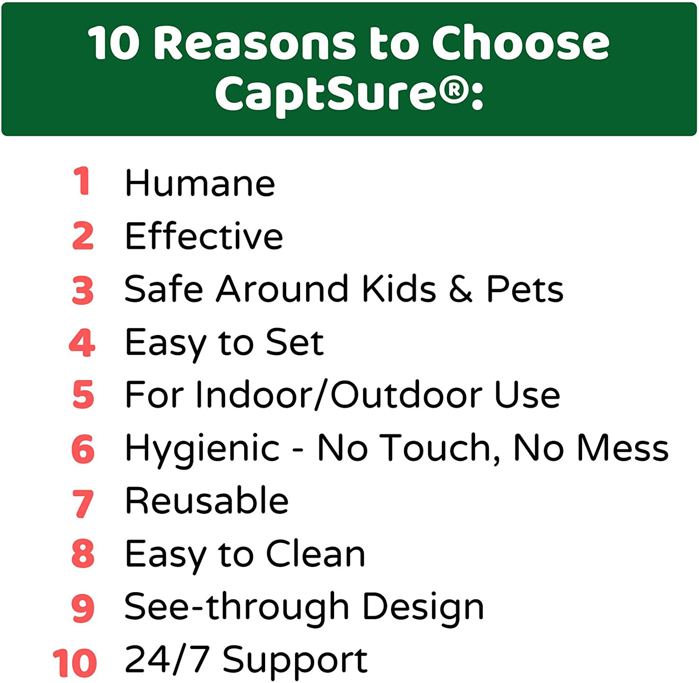 CaptSure Original Humane Mouse Traps, Easy to Set, Kids/Pets Safe, Reusable for Indoor/Outdoor use, for Small Rodent/Voles/Hamsters/Moles Catcher That Works. 2 Pack (Small (Green))