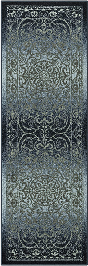 Maples Rugs Pelham Vintage Runner Rug Non Slip Washable Hallway Entry Carpet [Made in USA], 1'8 x 5, Navy/Grey