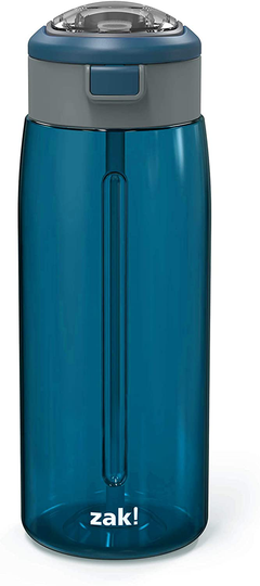 Zak Designs Genesis Durable Plastic Water Bottle with Interchangeable Lid and Built-In Carry Handle, Leak-Proof Design is Perfect for Outdoor Sports (32oz, Indigo)