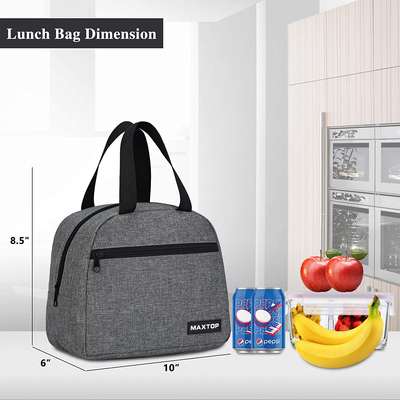 Lunch Bags for Women,Insulated Thermal Lunch Box Bag for men With Front Pocket and Inner Mesh pocket, Cooler Tote Bag Gifts for Adults Women Men Work College Picnic Beach Park School (Black, Large)