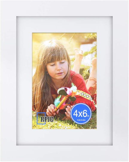 6x8 inch Picture Frame Made of Solid Wood and High Definition Glass Display Pictures 4x6 with Mat or 6x8 Without Mat for Wall Mounting Photo Frame White