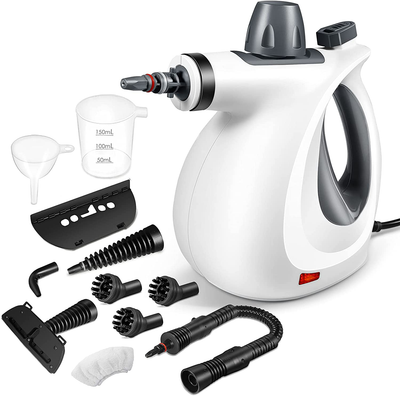 Handheld Steam Cleaner, Pressurized Steam Cleaner with 11 Piece Accessory Set for Home Use, Multi-Surface All Natural Steamer for Cleaning Carpet