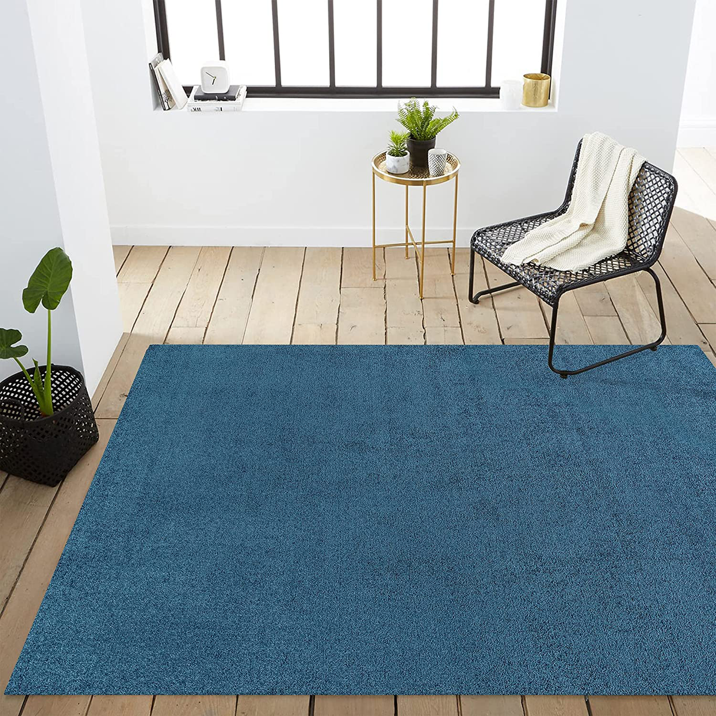 JONATHAN Y Haze Solid Low-Pile Classic Blue 3 ft. x 5 ft. Area Rug, Casual,Contemporary,Solid,Traditional,EasyCleaning,Bedroom,LivingRoom, Non Shedding