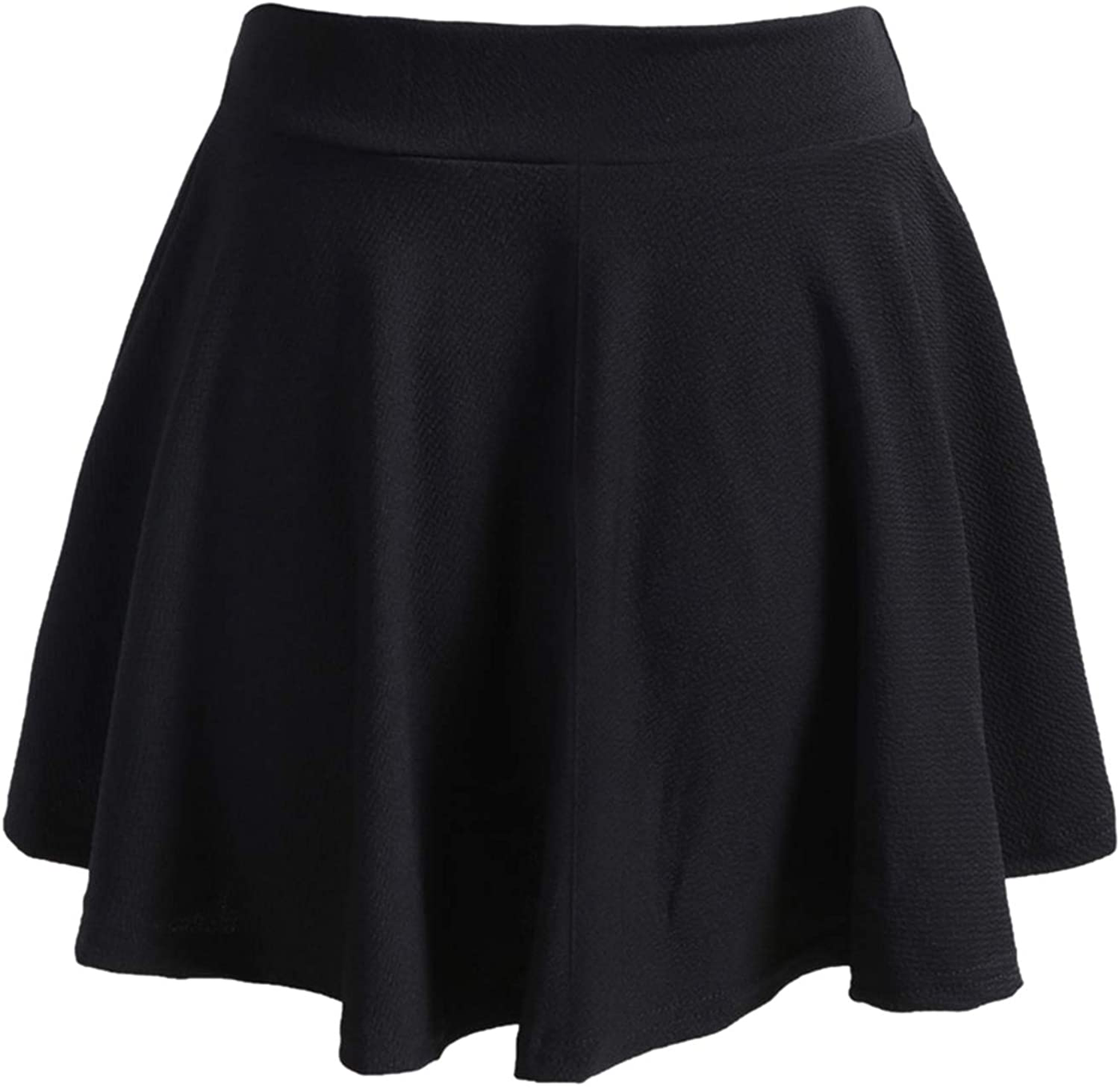 Romwe Women's Plus Size Stretchy Elastic Waist Flared Casual Mini Skater Skirt