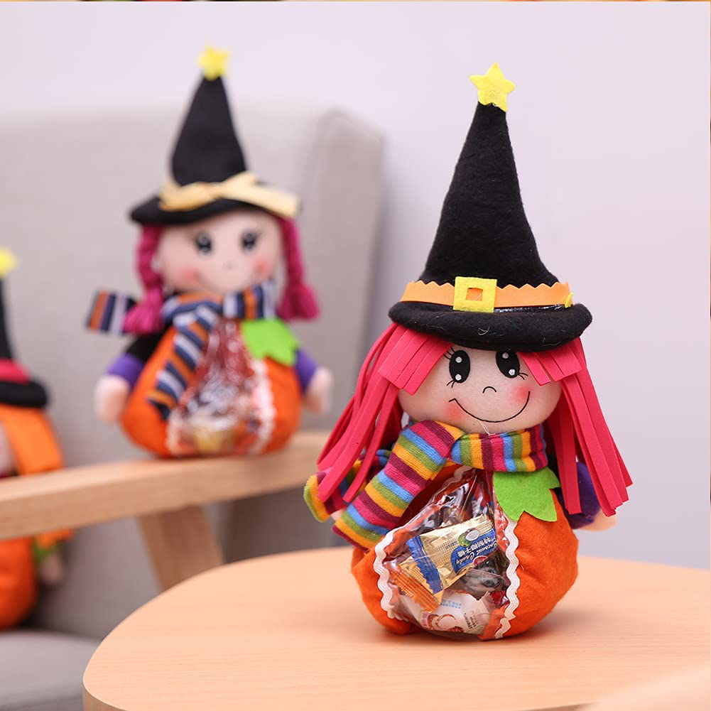 Candy Bag, Portable Home Cute Halloween Decor Candy Bag Witch Shape for Kids Storing Candies, Snacks, Candies, Toys (Braids)