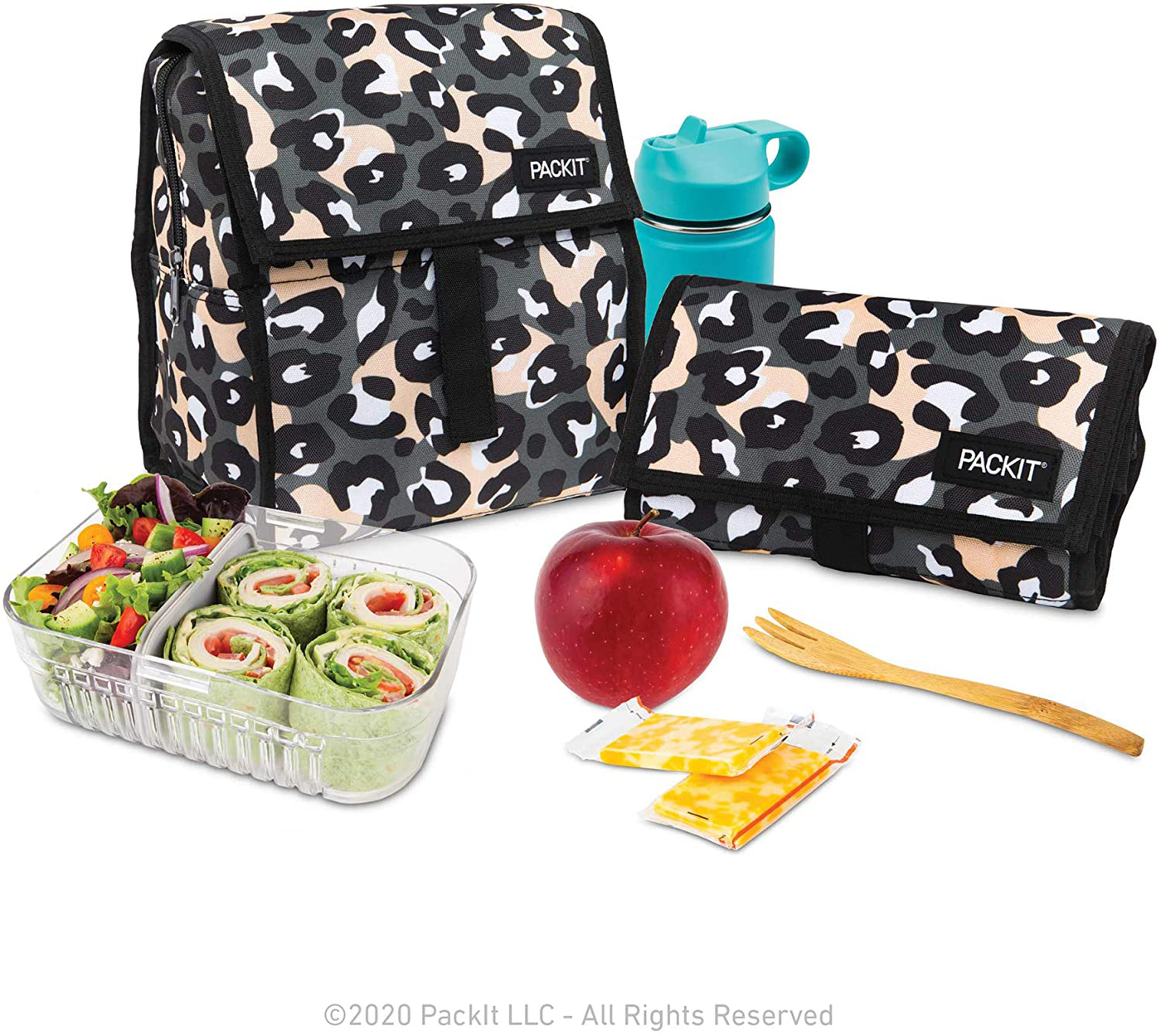 PackIt Freezable Lunch Bag with Zip Closure, Pixel Hearts