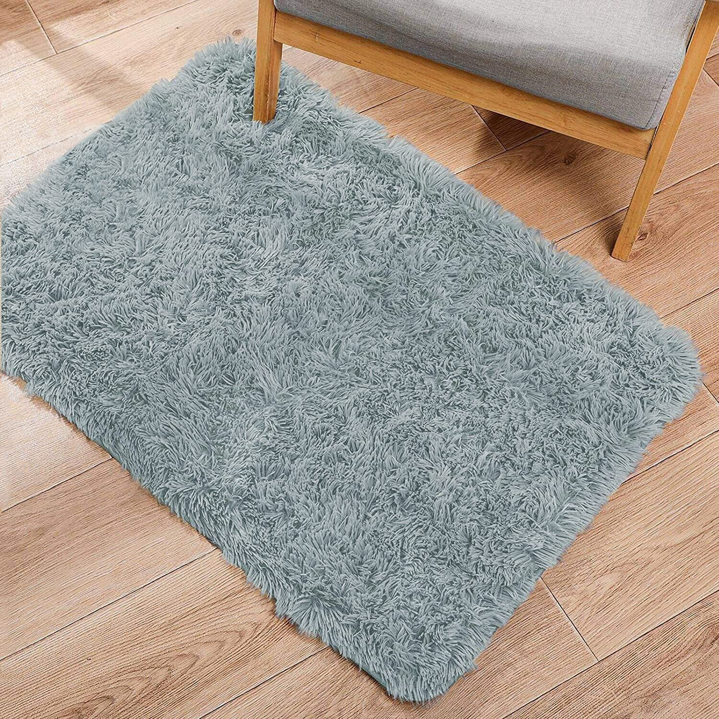 WETOWE Super Soft Fluffy Shag Area Rugs for Living Room, 4x5.3 Feet, Blue Shaggy Floor Carpet for Bedroom, Modern Indoor Fuzzy Plush Area Rugs for Girls Boys Nursery Room Dorm Decor