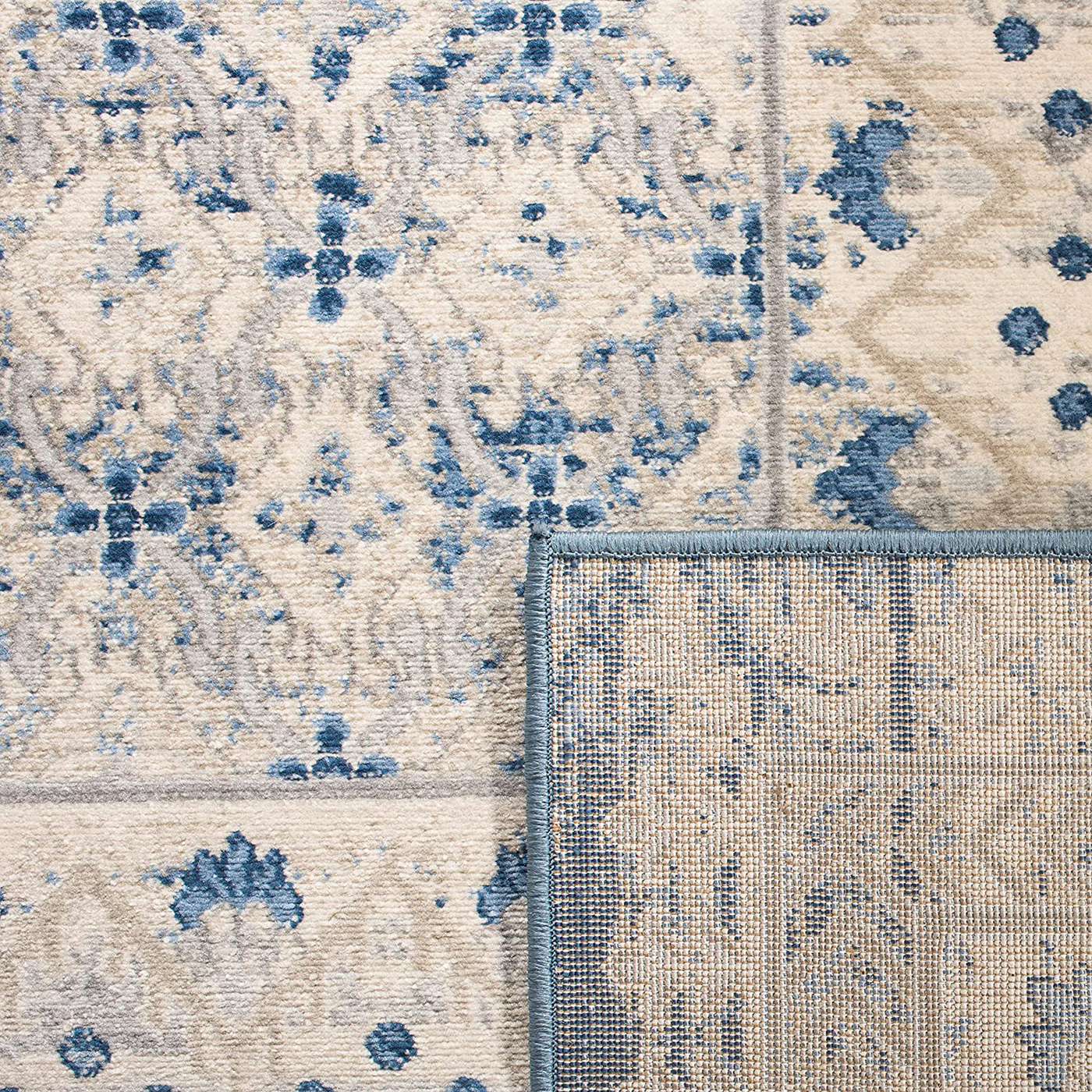 Safavieh Brentwood Collection BNT899G Traditional Oriental Distressed Non-Shedding Stain Resistant Living Room Bedroom Runner, 2' x 10' , Light Grey / Blue
