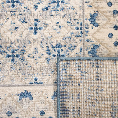 Safavieh Brentwood Collection BNT899G Traditional Oriental Distressed Non-Shedding Stain Resistant Living Room Bedroom Runner, 2' x 10' , Light Grey / Blue