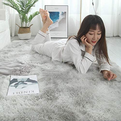 Soft Indoor Modern 2x3 Area Rugs Shaggy Fluffy Carpets for Living Room and Bedroom Nursery Rugs Abstract Home Decor Rugs for Girls Kids Dark Grey