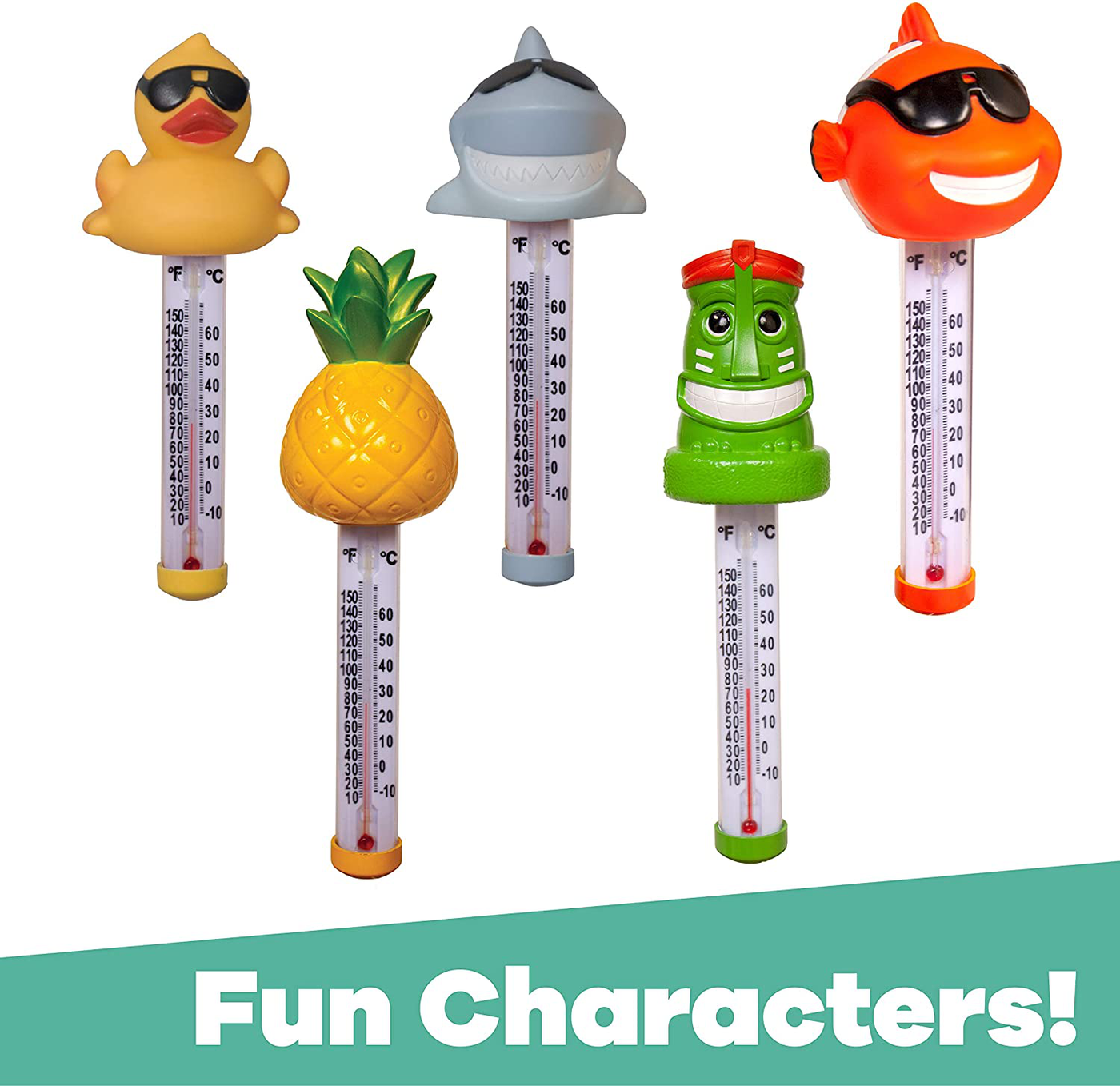 GAME 2700 Shark Spa and Pool Thermometer, Shatter-Resistant Casing Tether Included, Fahrenheit and Celsius, 9-in height x 3-1/2-in diameter
