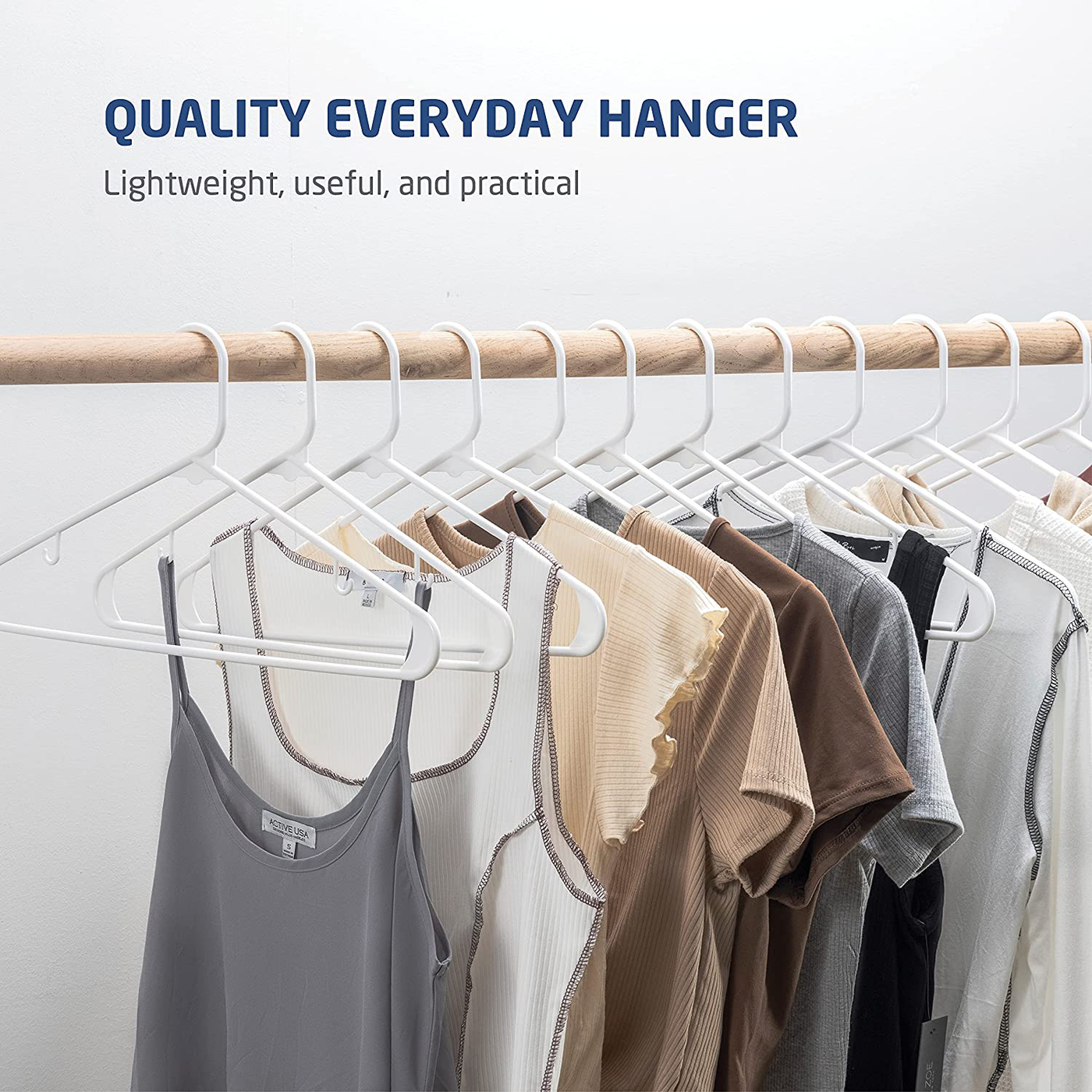Standard Plastic Hangers Grey (50 Pack) Durable Tubular Shirt Hanger Ideal for Laundry & Everyday Use, Slim & Space Saving, Heavy Duty Clothes Hanger for Coats, Pants, Dress, Etc. Hangs up to 5.5 lbs