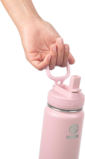 Takeya Actives Insulated Stainless Steel Water Bottle with Straw Lid, 32 oz, Blush