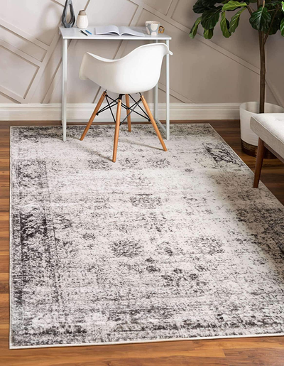 Unique Loom Sofia Collection Area Traditional Vintage Rug, French Inspired Perfect for All Home Décor, 4' 0 x 6' 0 Rectangular, Gray/Ivory