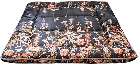 Floral Japanese Futon Floor Mattress, Bed Mattress Topper with Roll Up Design 