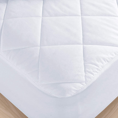 Home Elements Alternative Quilted Fitted, Waterproof Cotton Cover Mattress Pad Topper, Twin, White