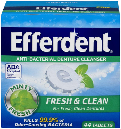 Efferdent Anti-Bacterial Denture Cleanser Tablets, Mint, 90 Count