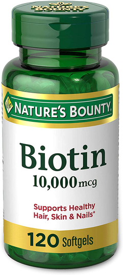 Biotin by Nature's Bounty, Vitamin Supplement, Supports Metabolism for Energy and Healthy Hair, Skin, and Nails, 10000 mcg, 120 Rapid Release Softgels