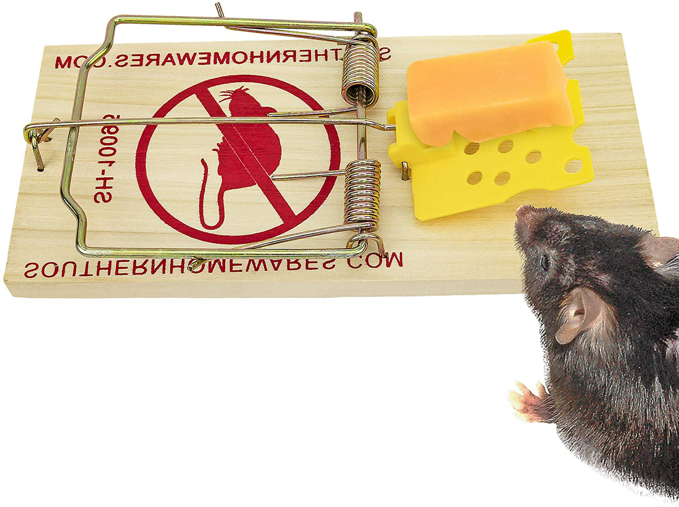 Southern Homewares Wooden Snap Rat Trap Spring Action With Expanded Cheese Shaped Trigger 2 Pack