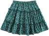 SheIn Women's Boho Floral Print Layered Frill Trim Ditsy Mini Short Flared Skirt