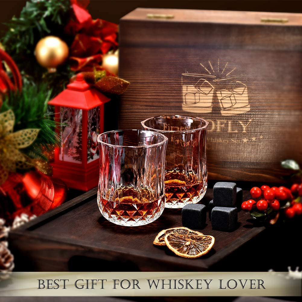 Gifts for Men Women, Whiskey Stones Set with Glasses, Drinking Gifts for Dad Husband Him, Cool Gifts Ideas for Anniversary Birthday Wedding Housewarming, Unique Rocks Present for Liquor Bourbon Scotch