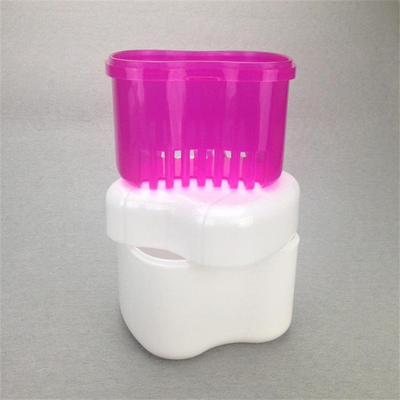 Gus Craft Denture Box with Specially Designed Holder for Rinse Basket, Great for Dental Care, Easy to Open, Store and Retrieve (Carnation Pink)