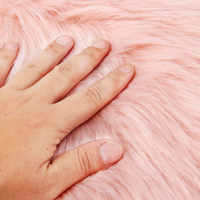 sansheng 2pieces 12inches Small Round Faux Fur Rug, Fluffy Rug for Photographing Background of Jewellery/Nail Pictures(Pink&White)