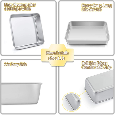 Stainless Steel Bakeware Set of 5 or 8, Baking Roasting Toaster Oven Pans, Lasagna/Square/Round Cake Pan, Loaf Pan & Muffin Pan, Non-Toxic & Durable