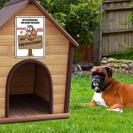 Beware of Dog Sign No Trespassing Signs for Fence Yard, Funny Dog Warning Sign