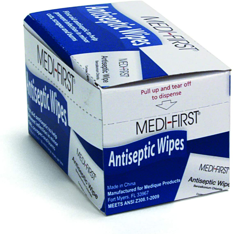 Medique Medi-First Antiseptic Wipes, Benzalkonium Chloride Cleansing Towelettes, 20 Pack - 21471