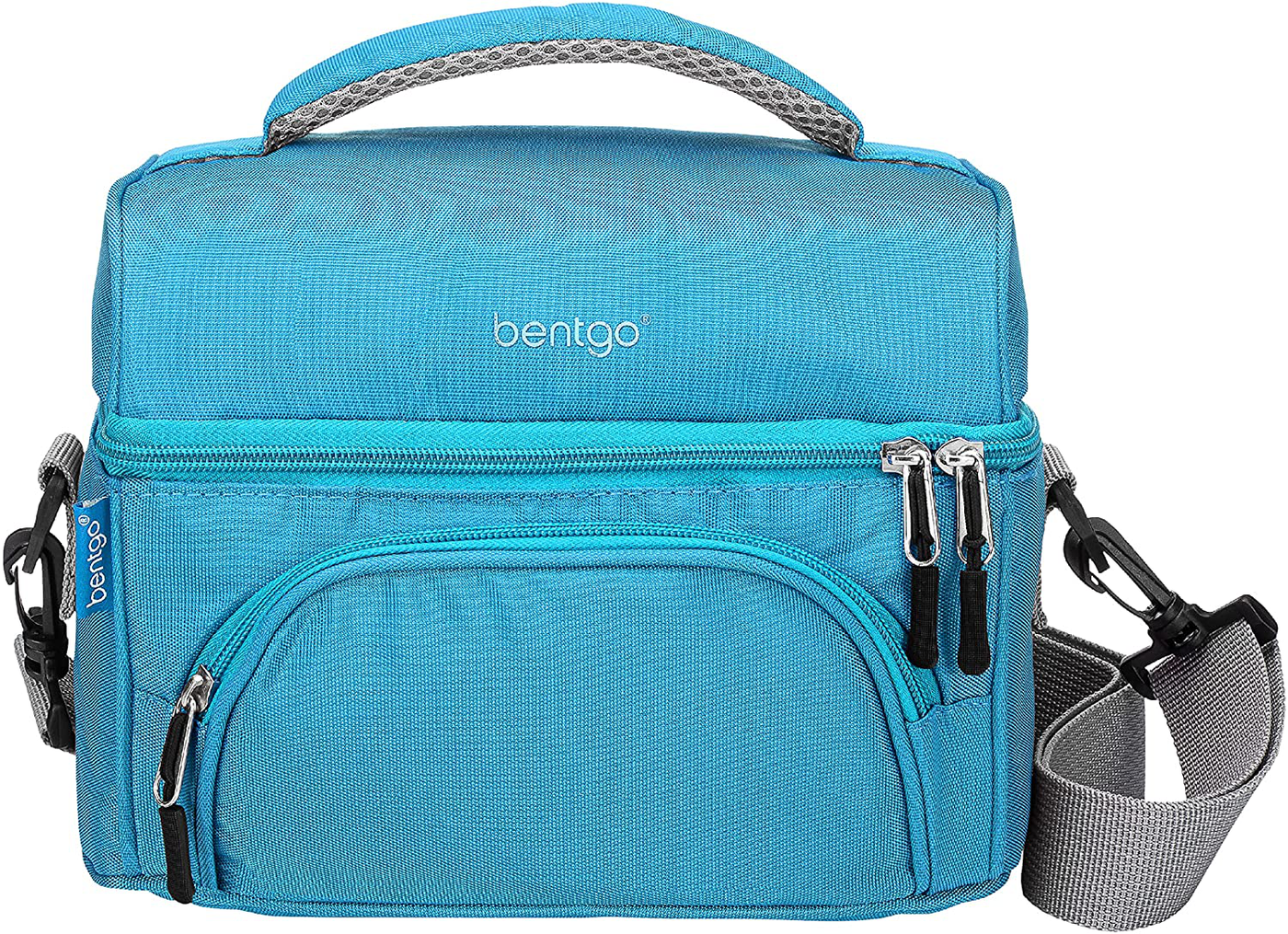 Bentgo Deluxe Lunch Bag - Durable and Insulated Lunch Tote with Zippered Outer Pocket, Internal Mesh Pocket, Padded and Adjustable Straps, & 2-Way Zippers - Fits All Bentgo Lunch Boxes (Blue)