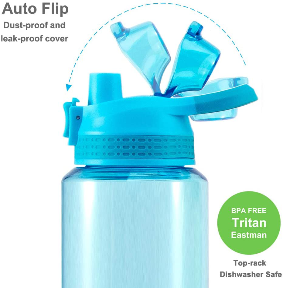 Glitter Water Bottle for Women Teen Girls, BPA FREE Tritan & Leak Proof One Click Open Flip Top & Easy Clean & Soft Carry Handle