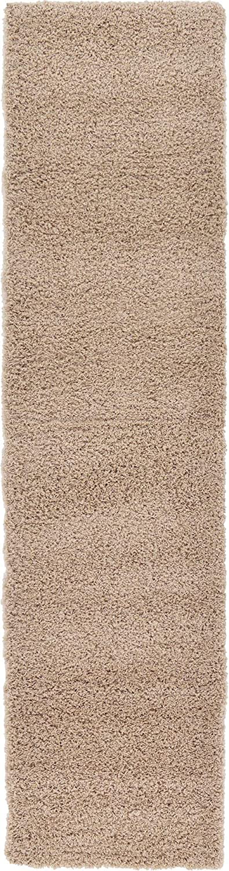 Unique Loom Solo Solid Shag Collection Area Modern Plush Rug Lush & Soft, 2' 6 x 10' 0, Taupe