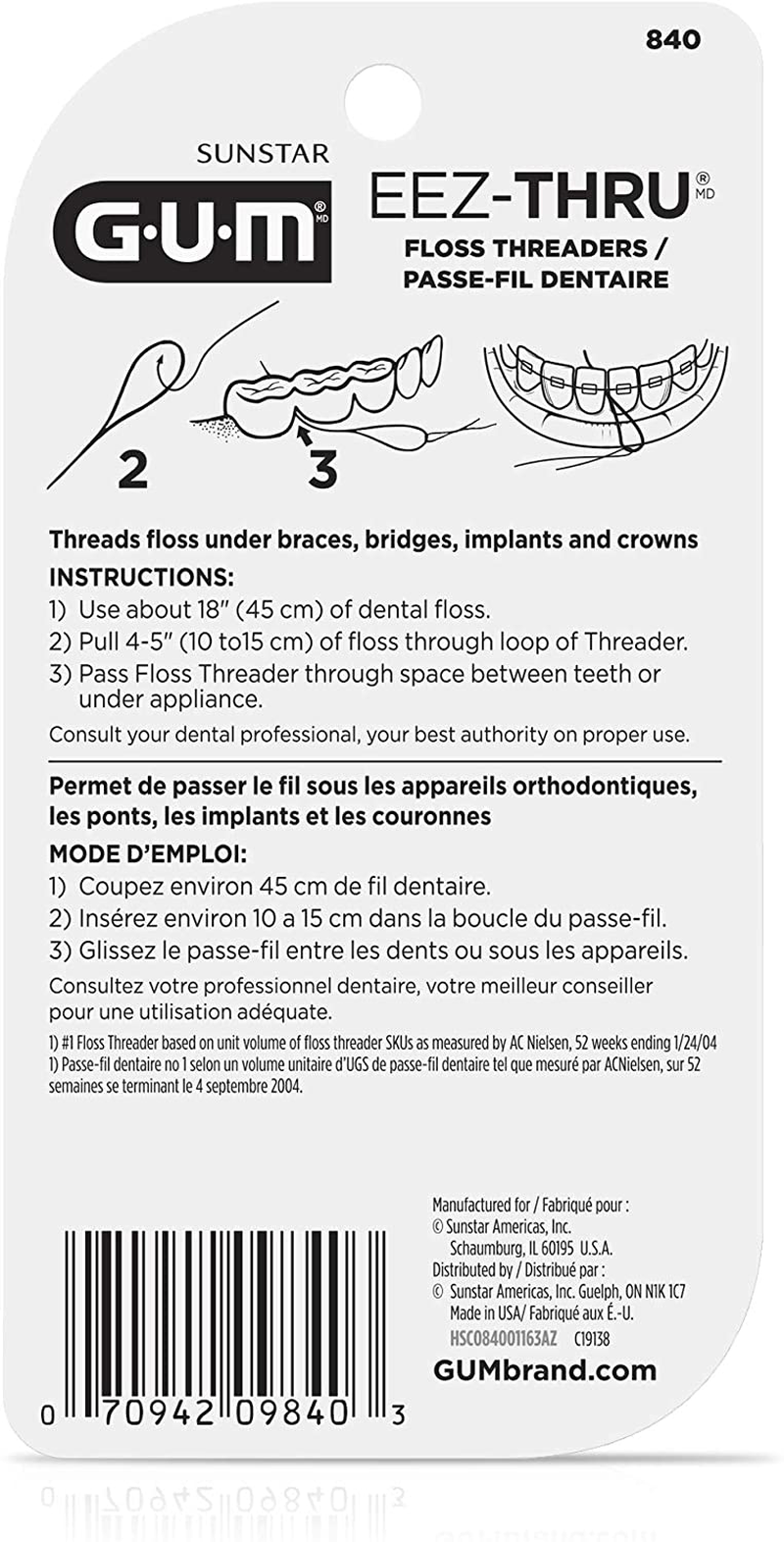 GUM EEZ-Thru Floss Threaders, 25 Count (Pack of 6)