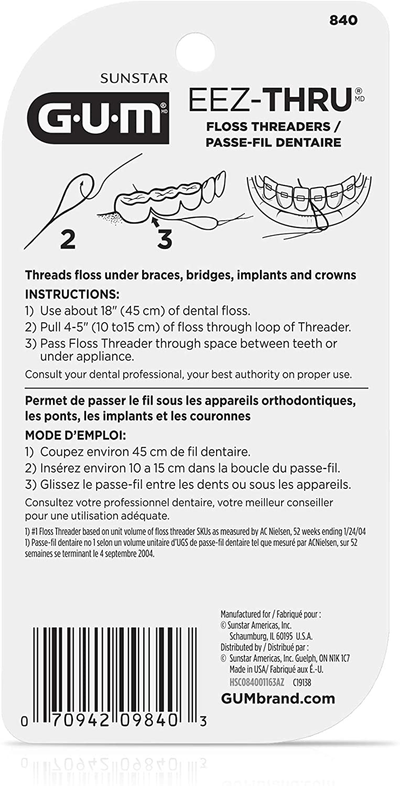 GUM EEZ-Thru Floss Threaders, 25 Count (Pack of 6)