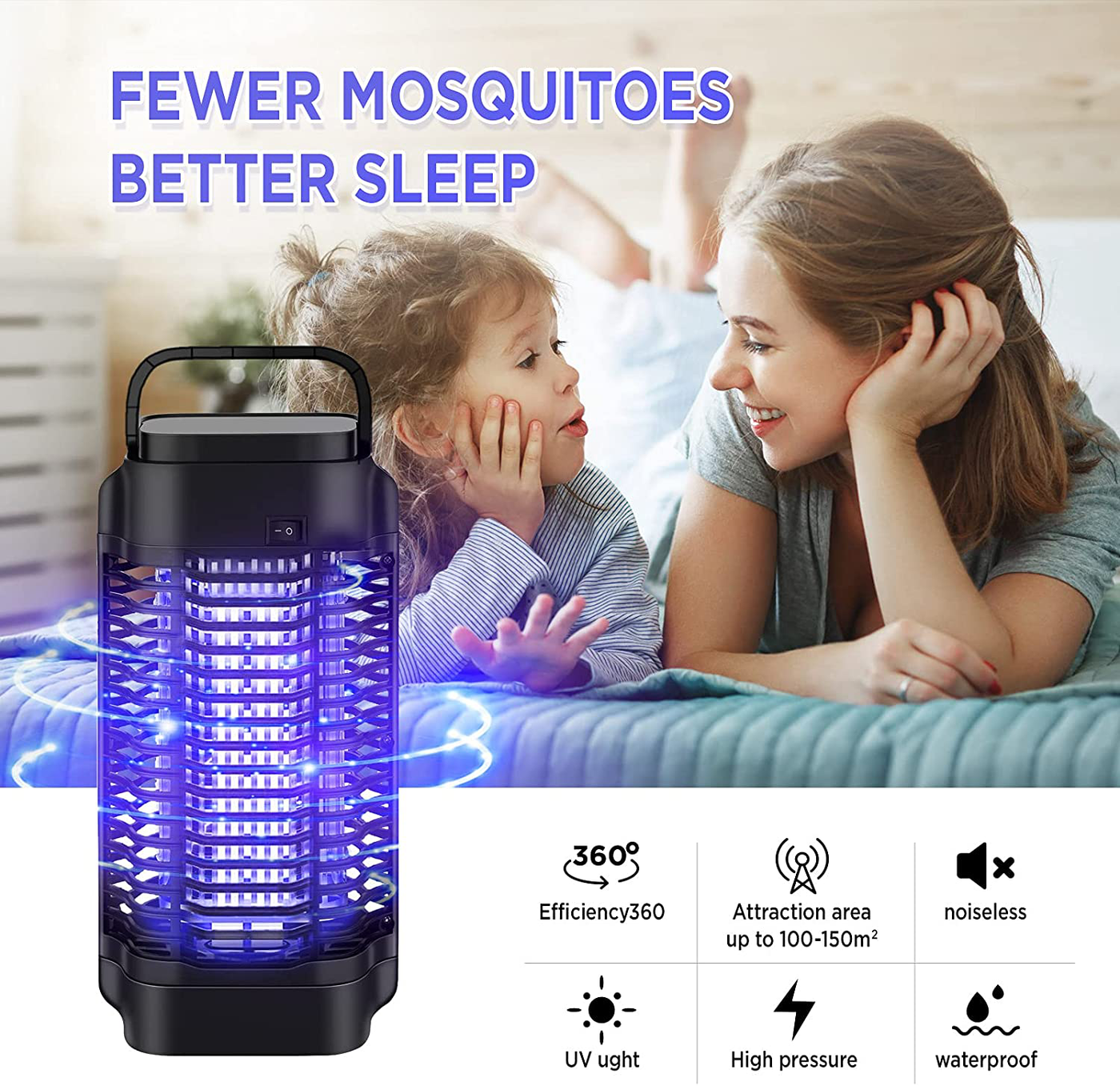 Bug Zapper - Powerful Electric Mosquito Zapper Fly Killer for Outdoor and Indoor - 4200V Metal Mesh, Insect Fly Trap Indoor Mosquito Killer for Home, Garden, Patio, Backyard