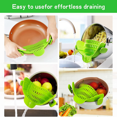 Large Size Clip-On Strainer Silicone Food Heat Resistant Hands-Free