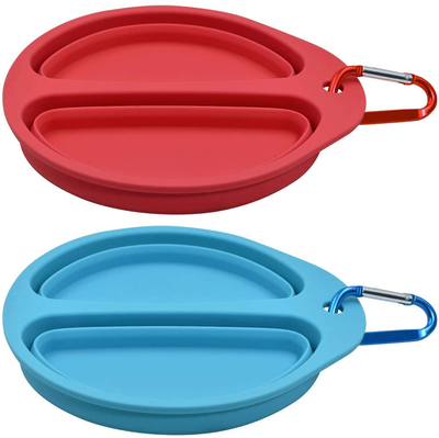 Xerath Silicone Collapsible Dog Bowl, BPA Free and Dishwasher Safe Food Grade Silicone Foldable Pet Bowls, Portable Dog Food and Water Feeding Travel Bowl with Carabiner